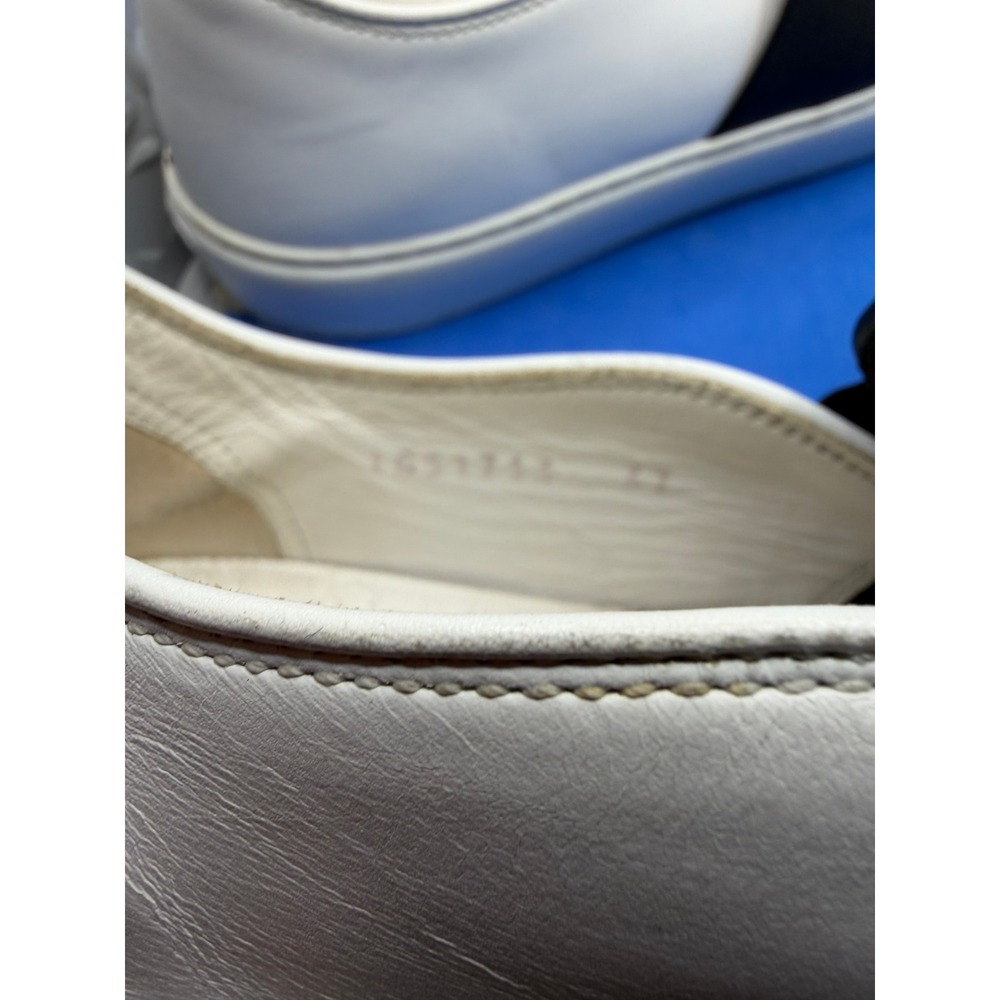 Chanel Two Tone Black White Leather Slip On Sneakers CC Logo Flats - Picture 11 of 15